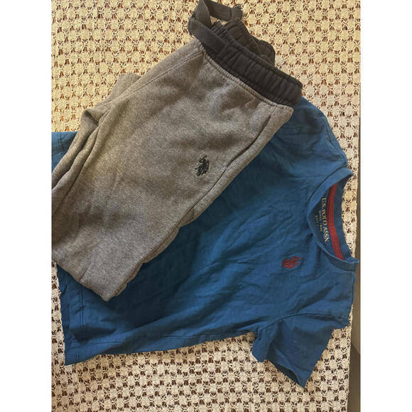 Champion Boys Hoodie Camo Gray & U.S. Polo Assn. Blue Tee w/ Gray Joggers XS 4-5 - Picture 2 of 9